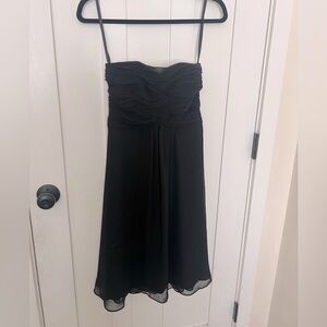 White House Black Market Cocktail Dress Womens Ruched Strapless Chiffon Size 0